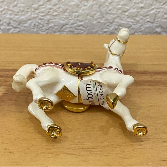 Objet d Art Form Work of Art White Horse Rhinestone Enamel Trinket Box - Picture 8 of 12